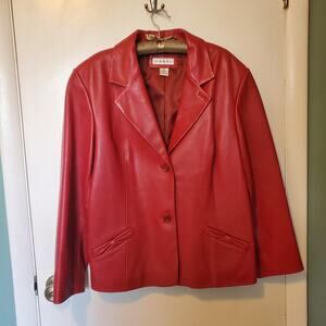 Red lamb skin leather blazer